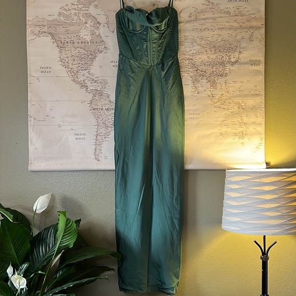House of CB ‘Charmaine’ Forest Corset Maxi Dress NWOT - Picture 7 of 10